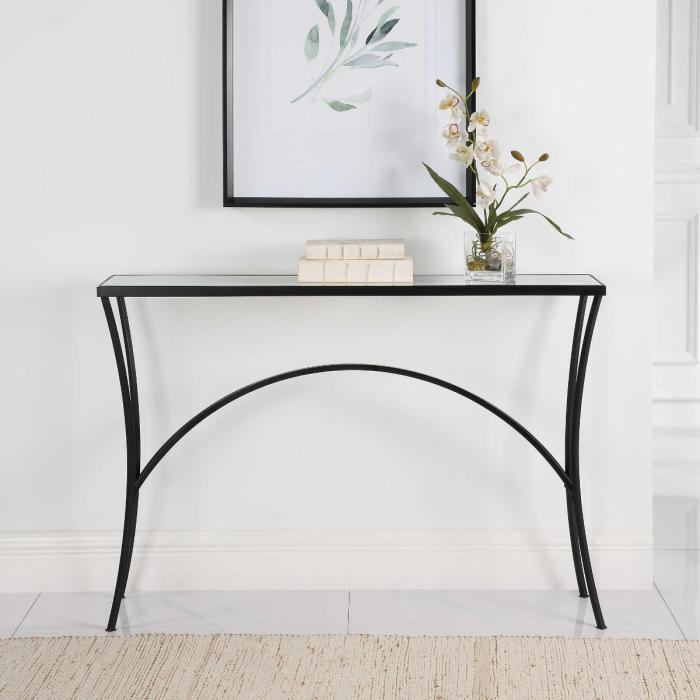 Uttermost Alayna Black Metal & Glass Console Table 1