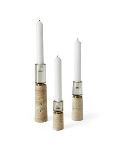 Optic Candleholders - Travertine, Set of 3
