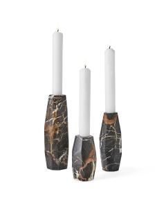 Multifaceted Taper Candleholders - Marble, Set of 3